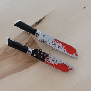 Butcher Knife Hair Clip Barrettes Halloween Costume Prop Horror Blood